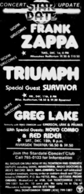 01/12/1981Milwaukee Auditorium, Milwaukee, WI